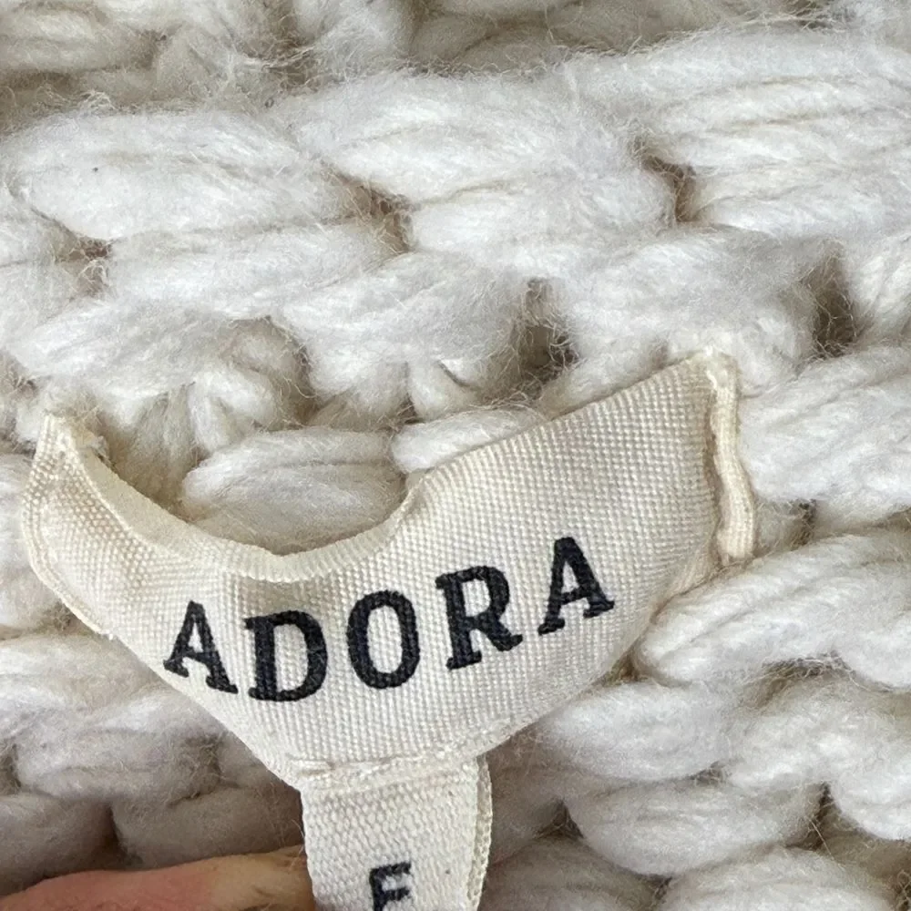 Adora Pom‎ Pom Sleeve Cardigan Womens One Size Cream Chunky Knit Open Front Boho